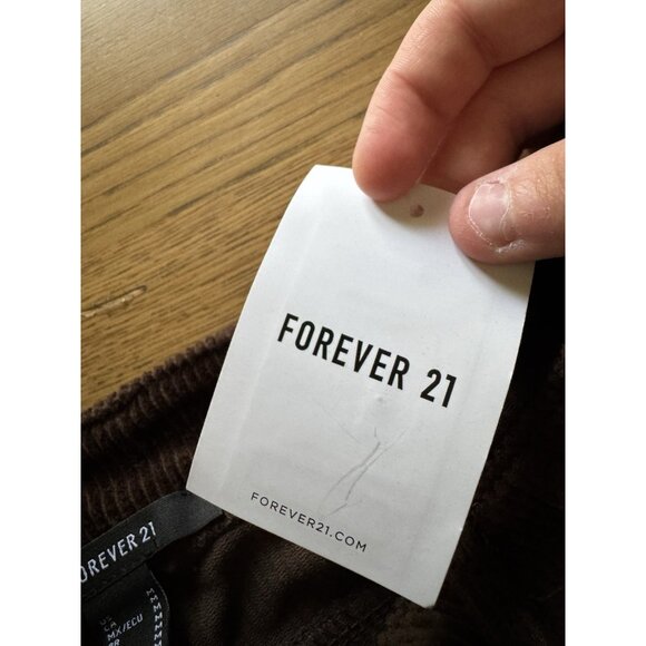 Forever 21 Corduroy Pants Women Size Medium Flared Leg Chocolate Boho Hippie NWT - Picture 12 of 16